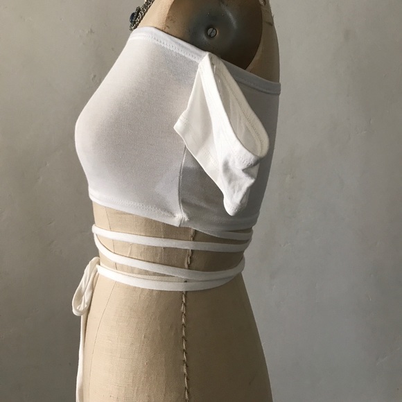 Off The Shoulder White w/ Lattice Body Tie - Picture 4 of 4