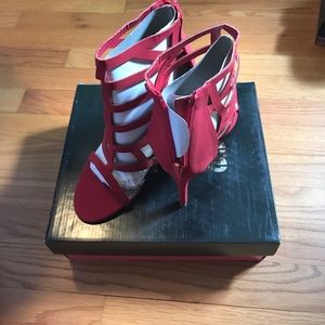 Red strappy heels