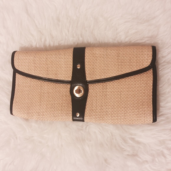 Raffia Clutch with Leather Trim NWOT - Picture 6 of 7