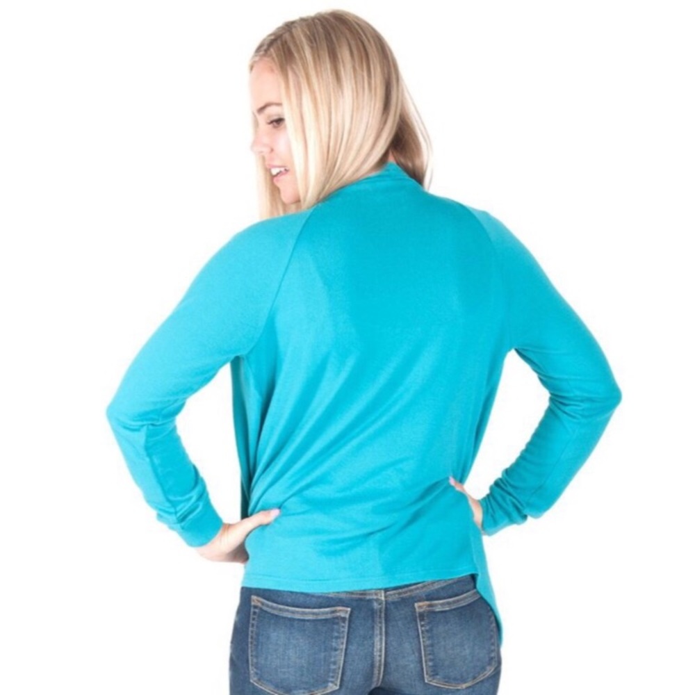 Turquoise Claire Waterfall Sweater - Picture 2 of 2