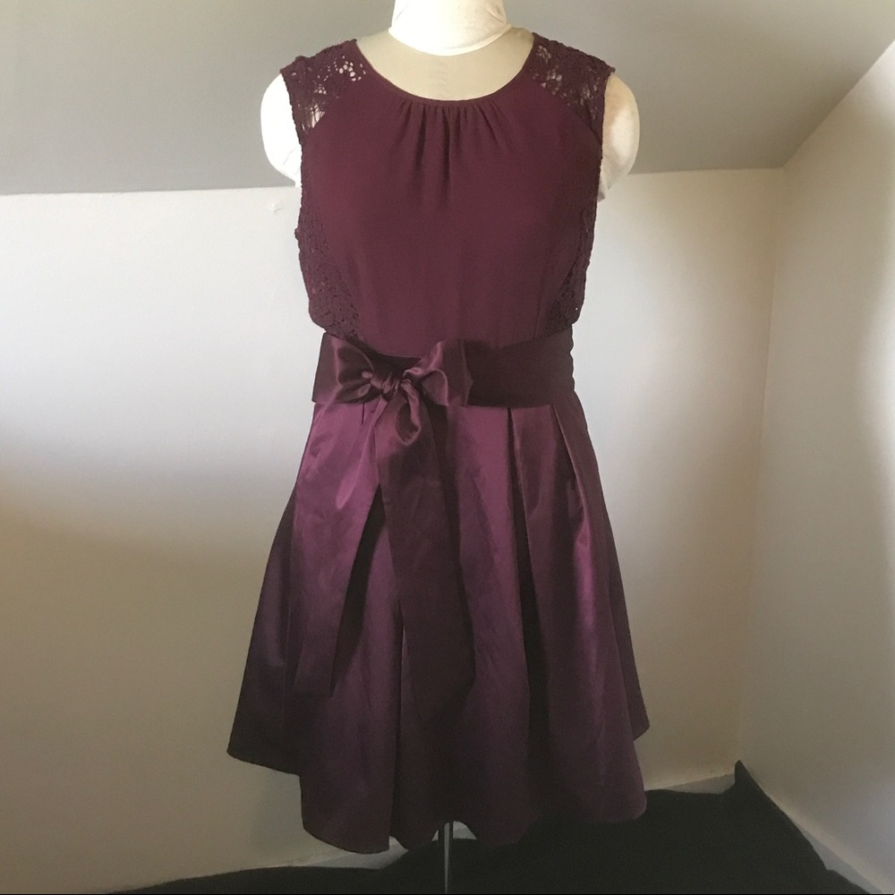 The Limited Satin and Lace Maroon Dress 4 NWOT