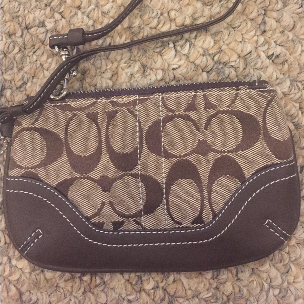 Coach Signature Brown Wristlet