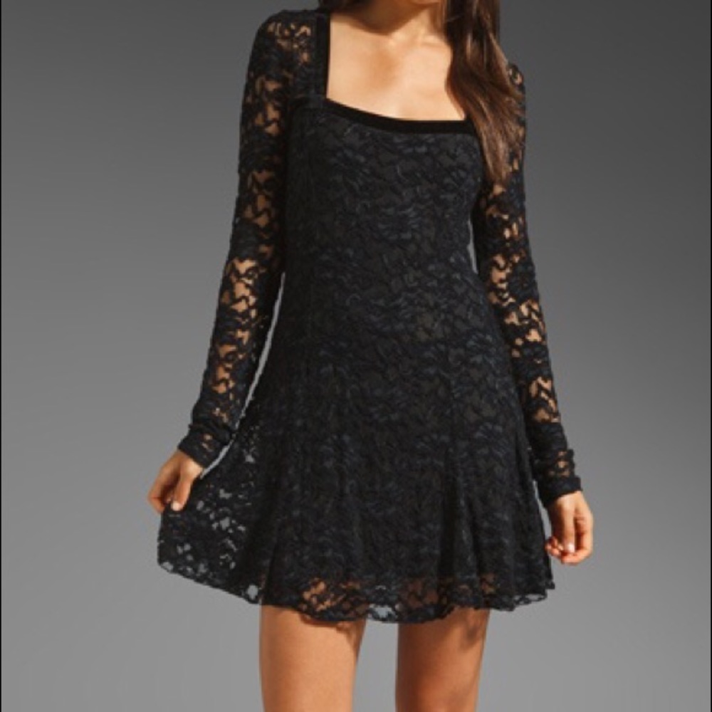 NWT Free People Flirt for You Dress in Black