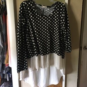 Black and cream poke a dot blouse
