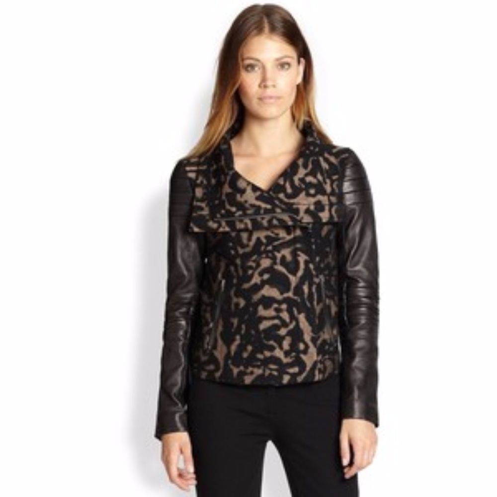NWT Diane von Furstenberg Leather Leopard Jacket