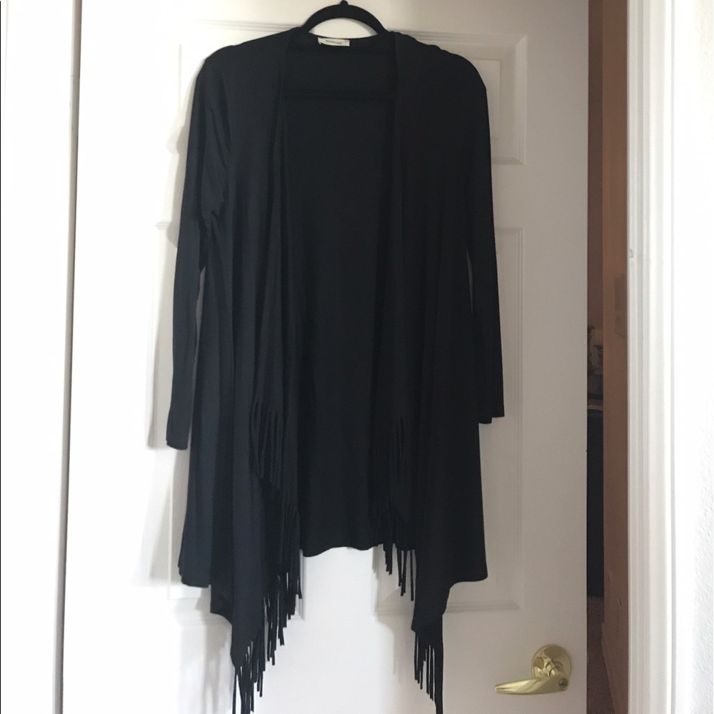 Fringe black cardigan