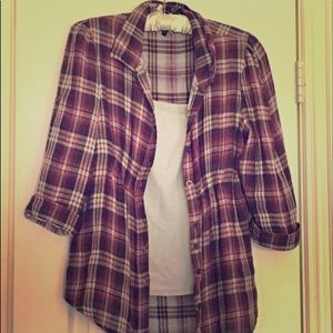 Maroon Plaid Button Down Shirt