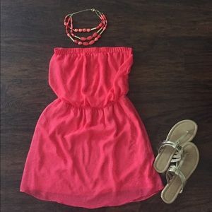 Strapless Coral Dress