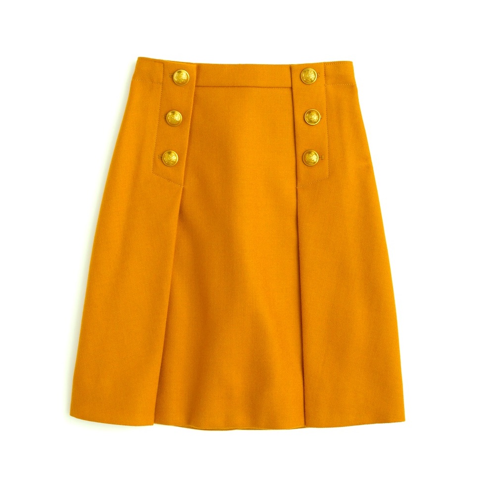 Jcrew Sailor Double-Serge Skirt in Yellow sz 0