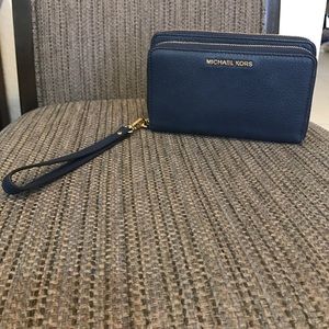 Authentic Navy Michael Kors Adele Wallet/wristlet.