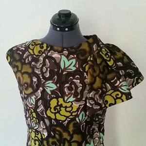 Milly silk bold print exaggerated sleeve dress