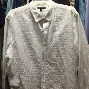 White Linen Slim Fit Textured Shirt