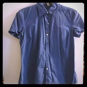 90s Vintage Gap short sleeve cotton blue blouse xs