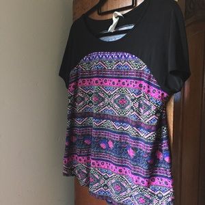 Short sleeve, bohemian patterned blouse