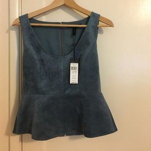 BCBG Suede Peplum Top