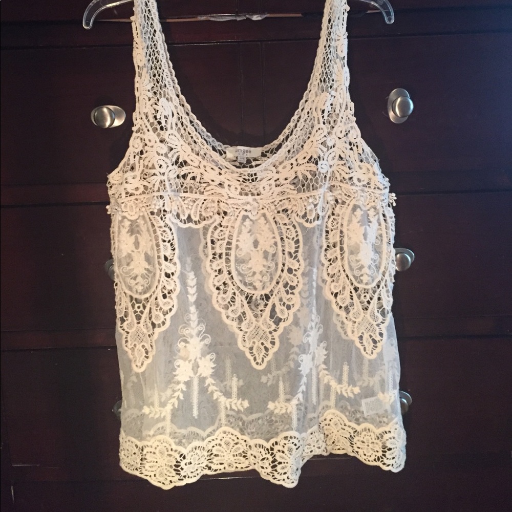 Cream White Crochet Overlay