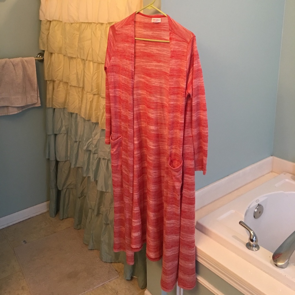 LuLaRoe Sarah cardigan size small • red and white