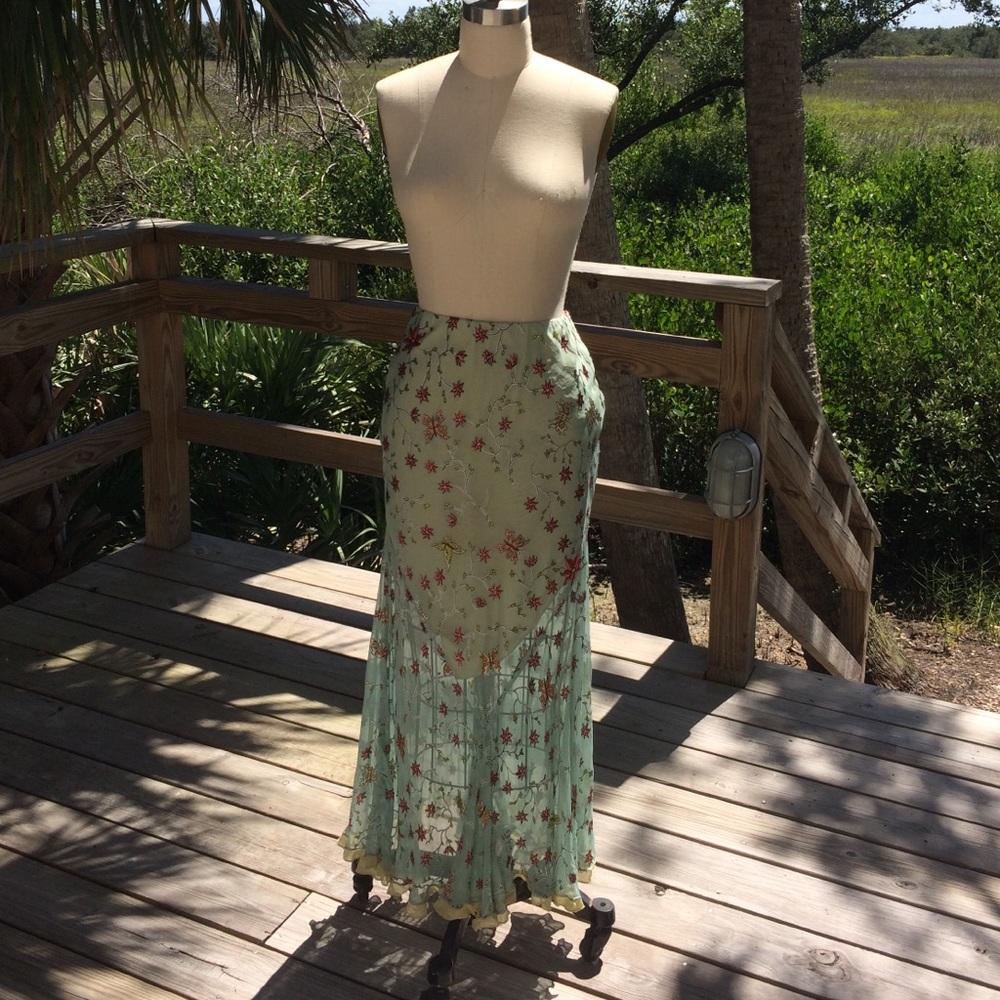 Silk Mermaid Skirt with Butterflies