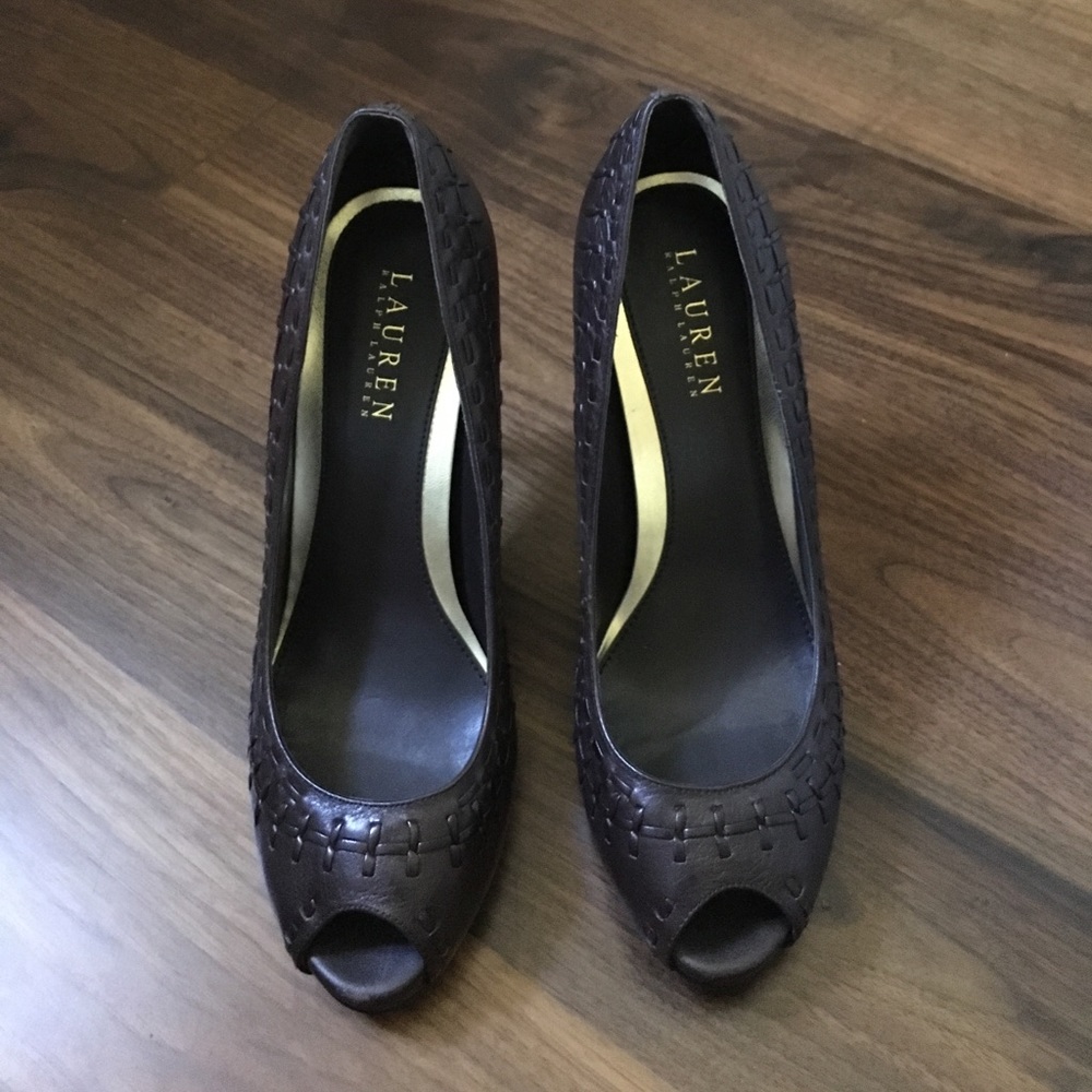 Ralph Lauren brown leather heels
