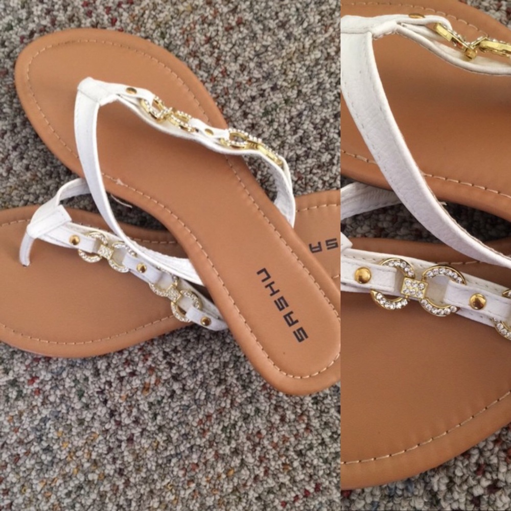 White wedged sandals