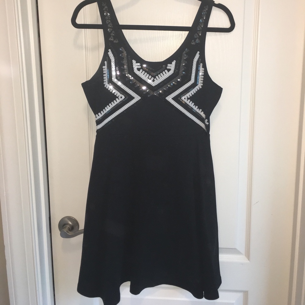 Black Express skater dress with sequins