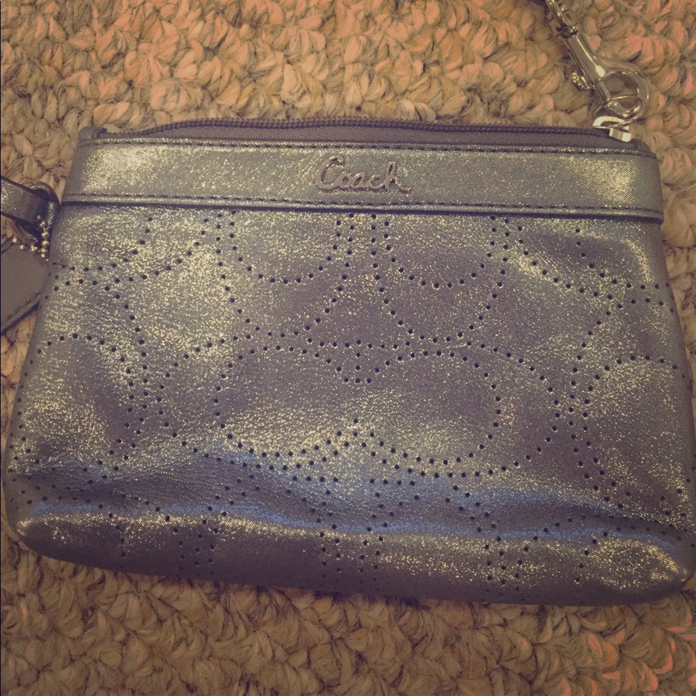 Coach Signature Silver Wristlet