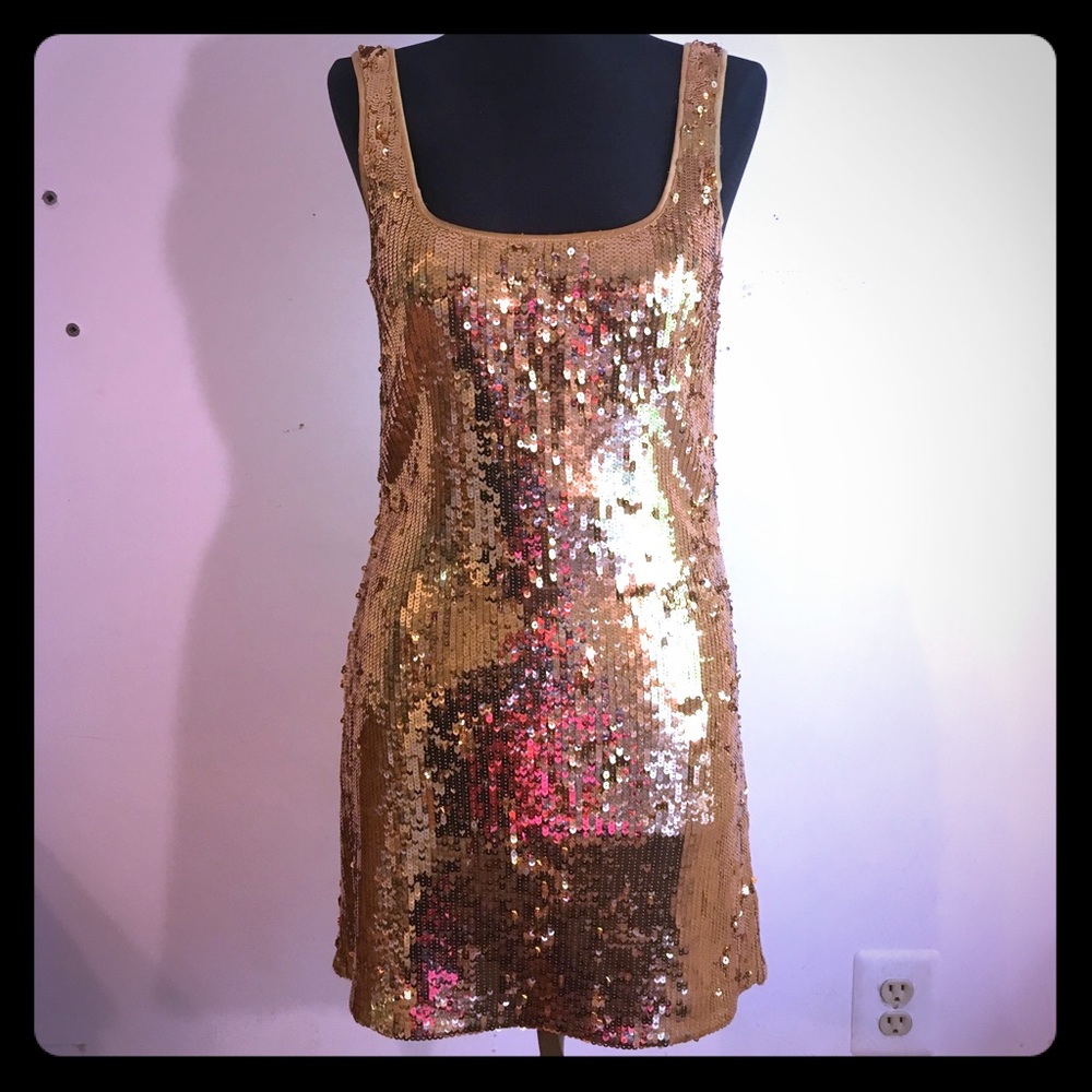 Bebe gold sequined cocktail dress