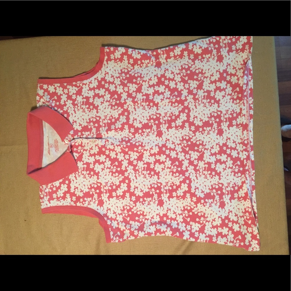 XL pink/white Eddie Bauer collared sleeveless top.