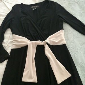 Jones NY Black Dress w/ Cream Sash
