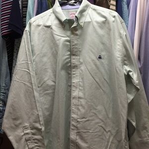 Green and White Striped Oxford Shirt