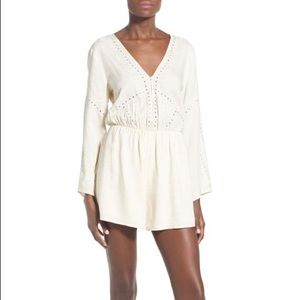 ASTR Label Embroidered Bell Sleeve Romper