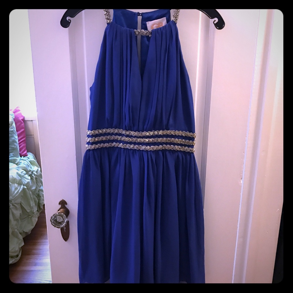 Blue and silver cocktail dress