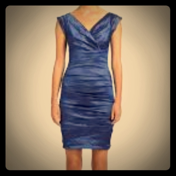 Nicole Miller Stretch Taffeta Shimmer Blue! - Picture 2 of 8