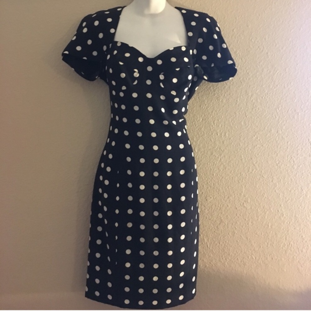 Vintage Black & White Rockabilly Polka Dot Dress