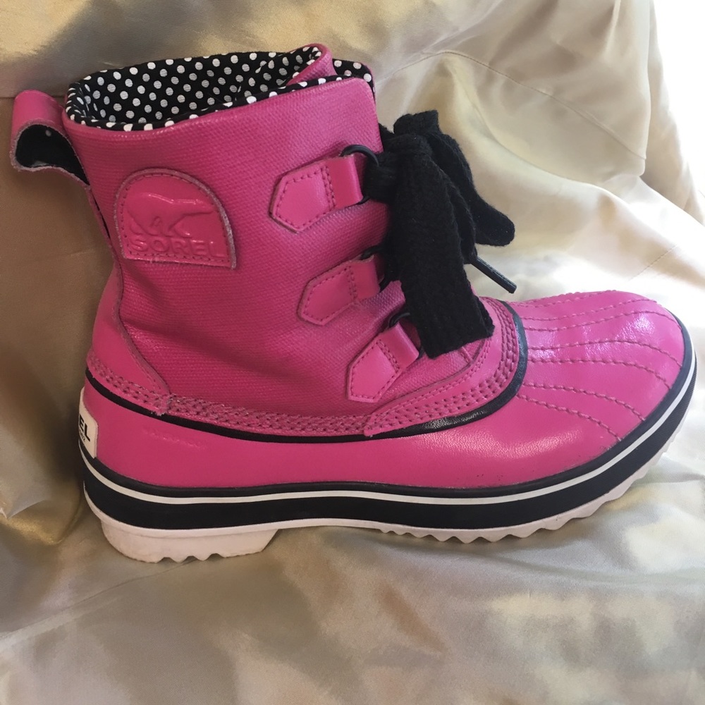 Size 7 Sorel pink rain boots
