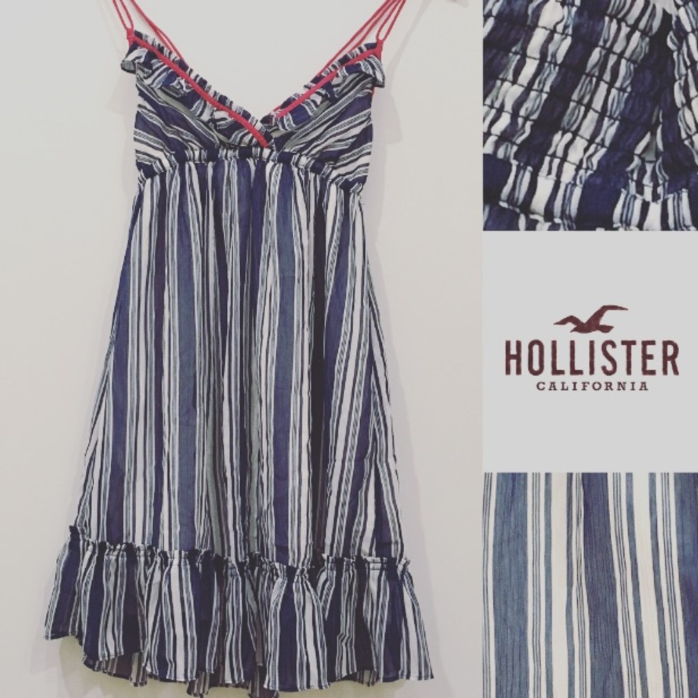 NWT HOLLISTER STRIPED BABY DOLL RUFFLE DRESS. S