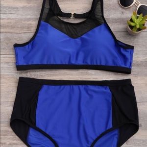 High waist mesh & blue bathing suit!