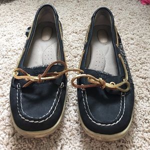 Black and Gold Sperry Top-Sider Boat Shoes
