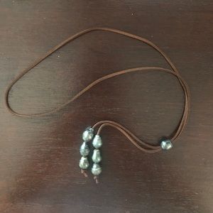 Tahitian pearl adjustable long necklace