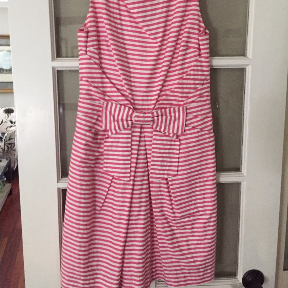Kate spade bow dress pink and white 8