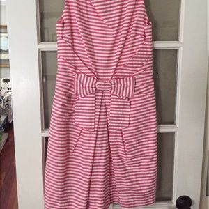 Kate spade bow dress pink and white 8
