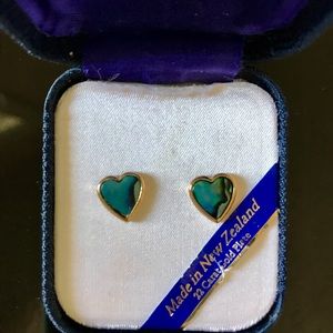 Paua Shell 22 Gold Plated Heart Earrings