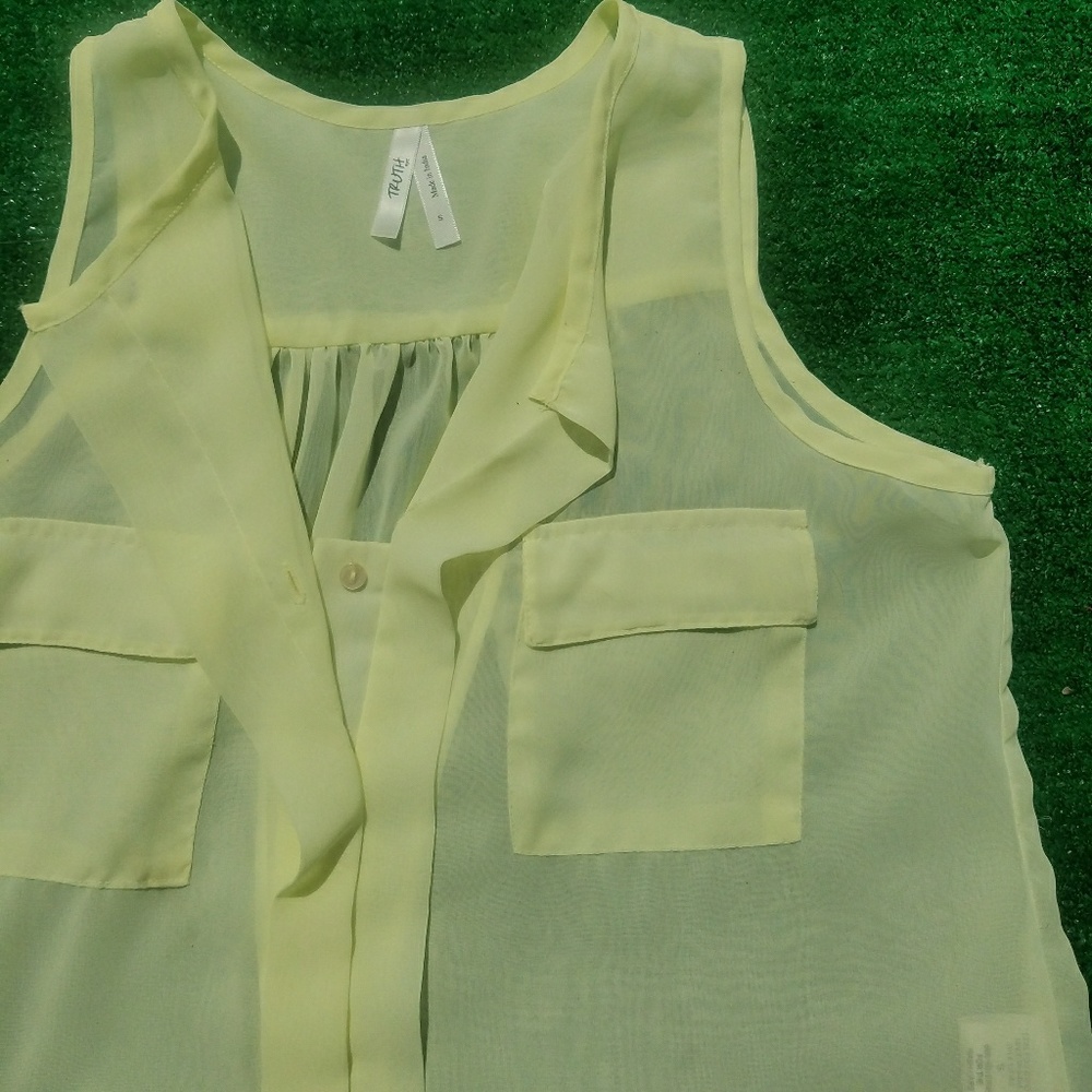 Sheer yellow tank top