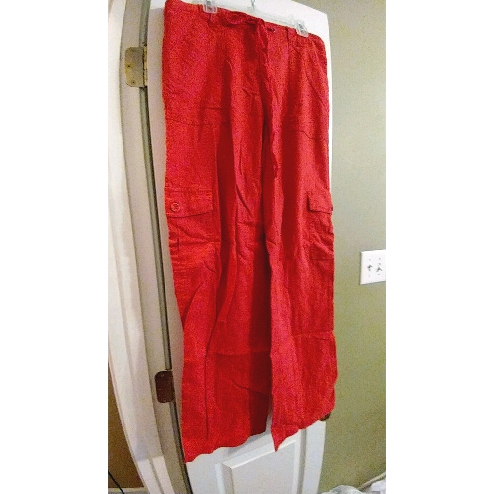 Coral linen pants