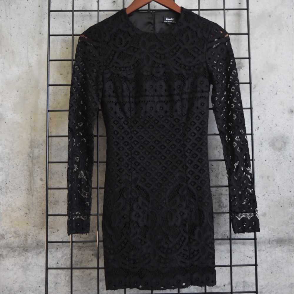 Bardot Lace Long Sleeve Mini Dress