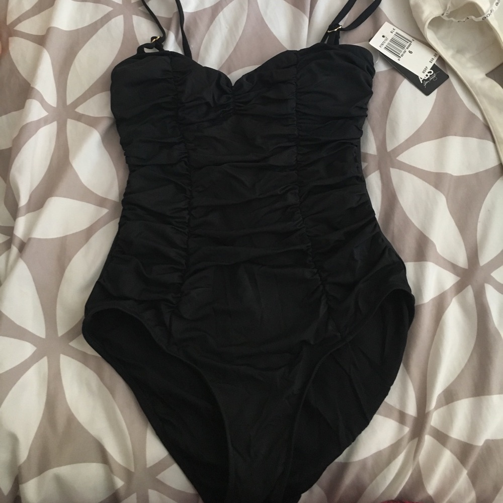 Black one piece bathing suit