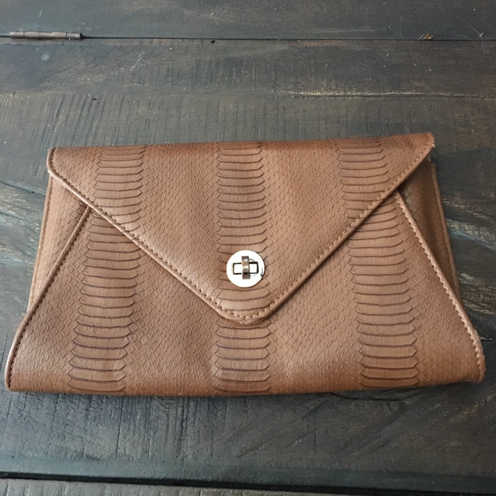 Tan envelope clutch
