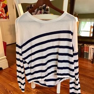 Express White Striped Sweater