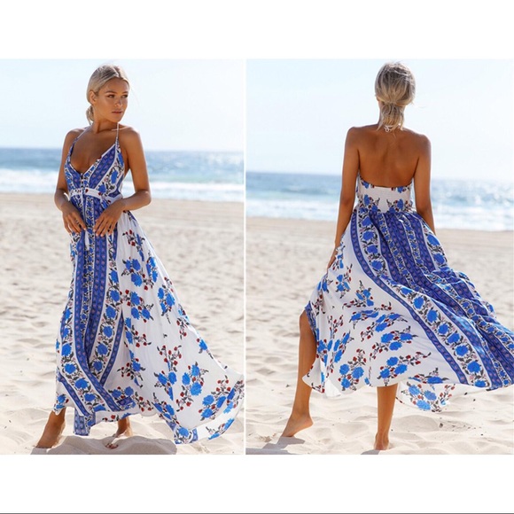 🌸Host Pick🌸 Last 2! Boho Floral Print Maxi v-neck dress - Picture 2 of 8