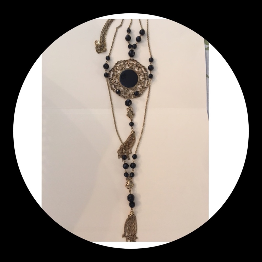 Beautiful Gold and Black Long Necklace